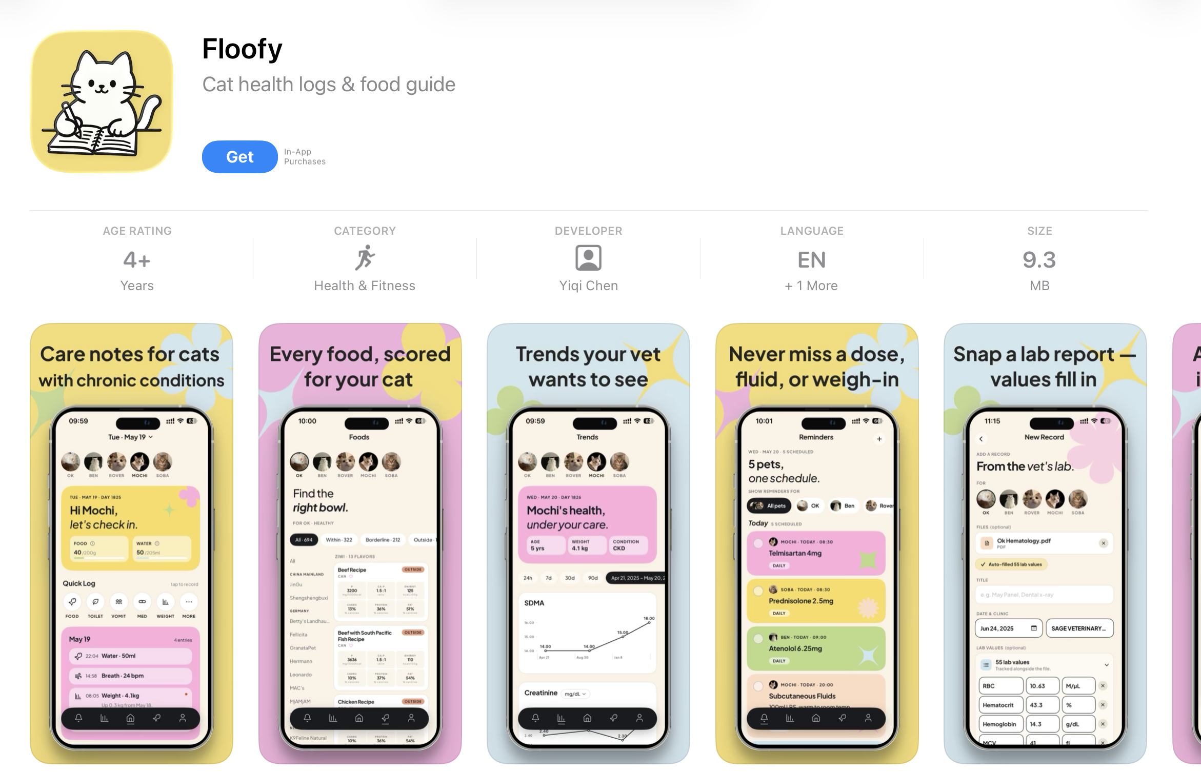 Floofy App Store listing and product screenshots
